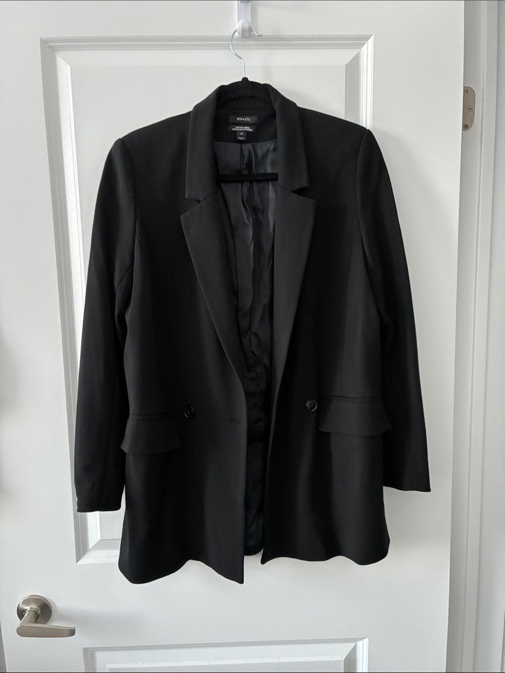RW&Co. Size L Stretch Lining Modal Button Blazer - Black